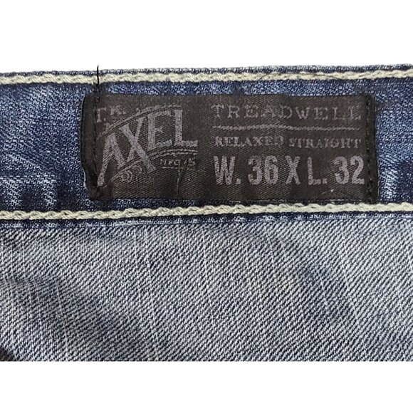 TK Axel Mens Jeans Treadwell Relaxed Straight Fit Mid Rise Flap Pockets 36x31 - Picture 4 of 8